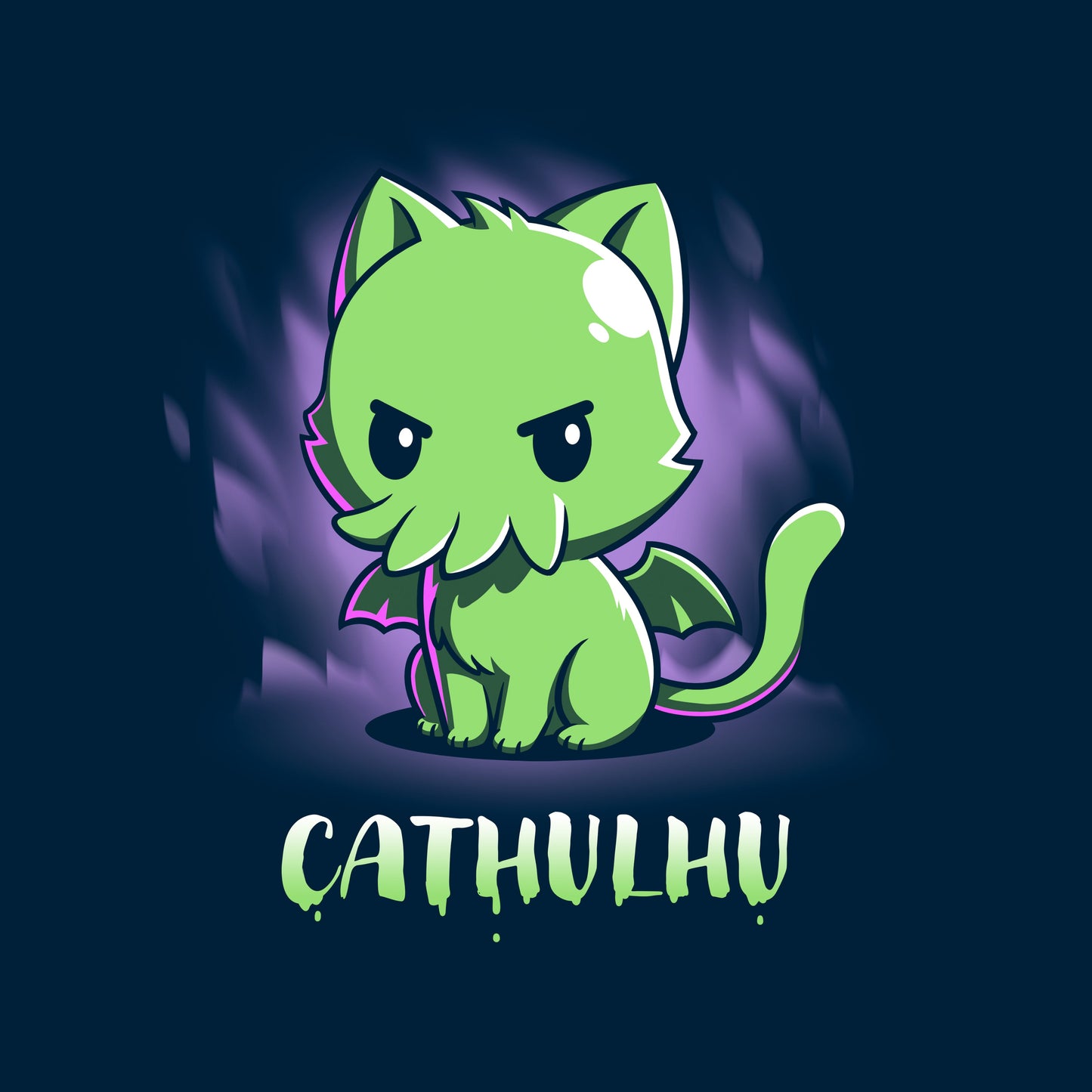 Pullover Hoodie_TeeTurtle Cathulhu navy blue design featuring a cat with tentacles.