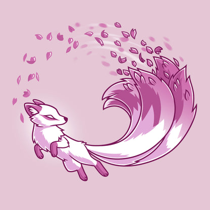 Classic Cotton T-shirt_TeeTurtle light pink Cherry Blossom Kitsune apparel featuring a magical pink kitsune with cherry blossom petals coming from the tails.