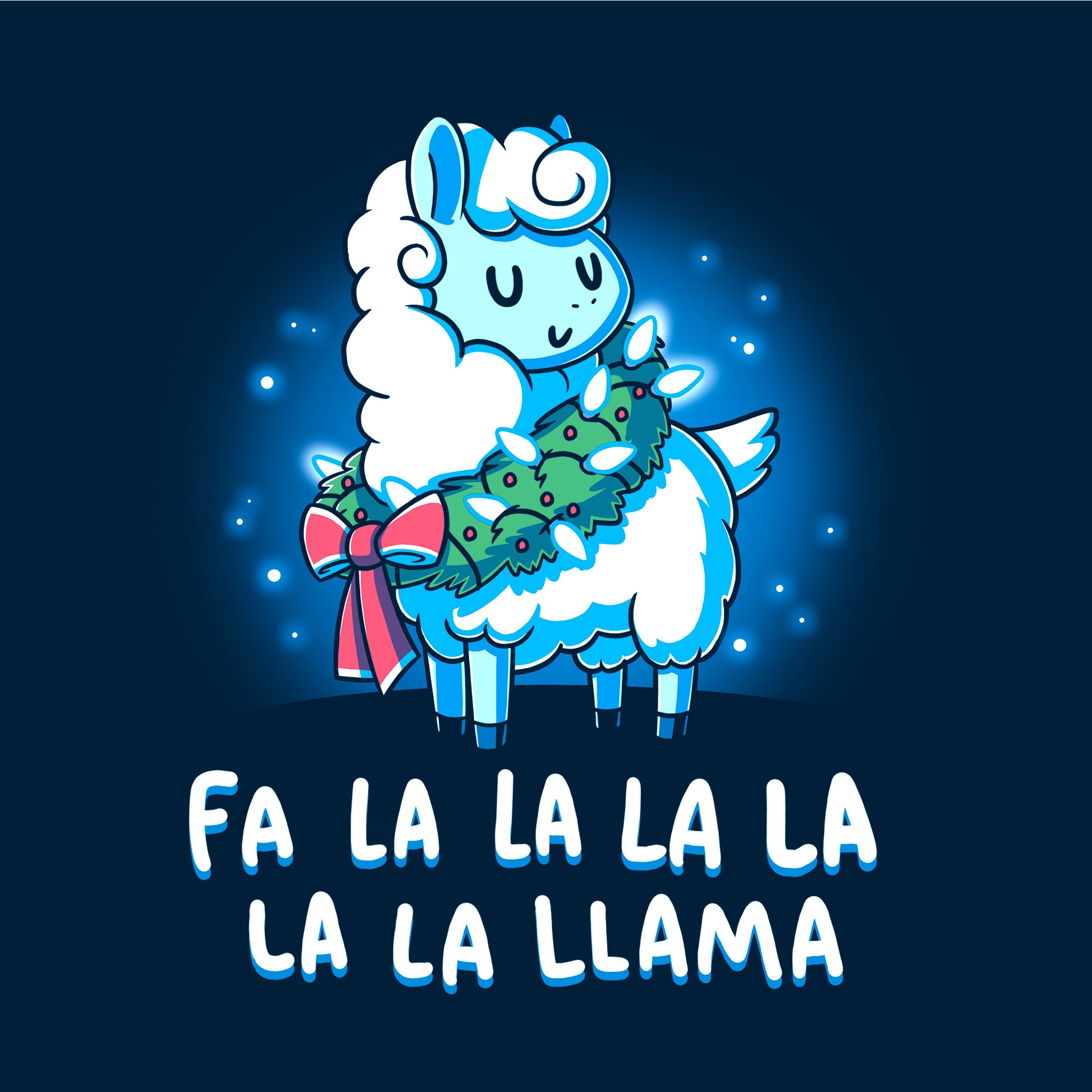 Classic Cotton T-shirt_TeeTurtle Christmas Llama navy blue t-shirt featuring llama wearing a Christmas themed wreath.