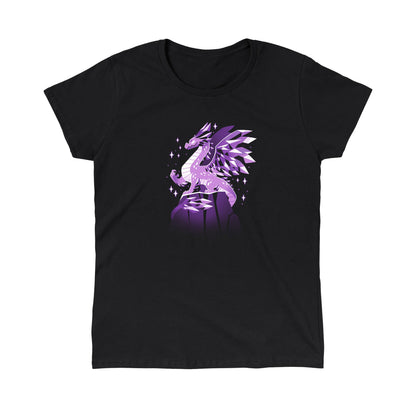 Classic Cotton T-shirt_TeeTurtle black Crystal Dragon. Featuring a dragon made out of purple crystals.