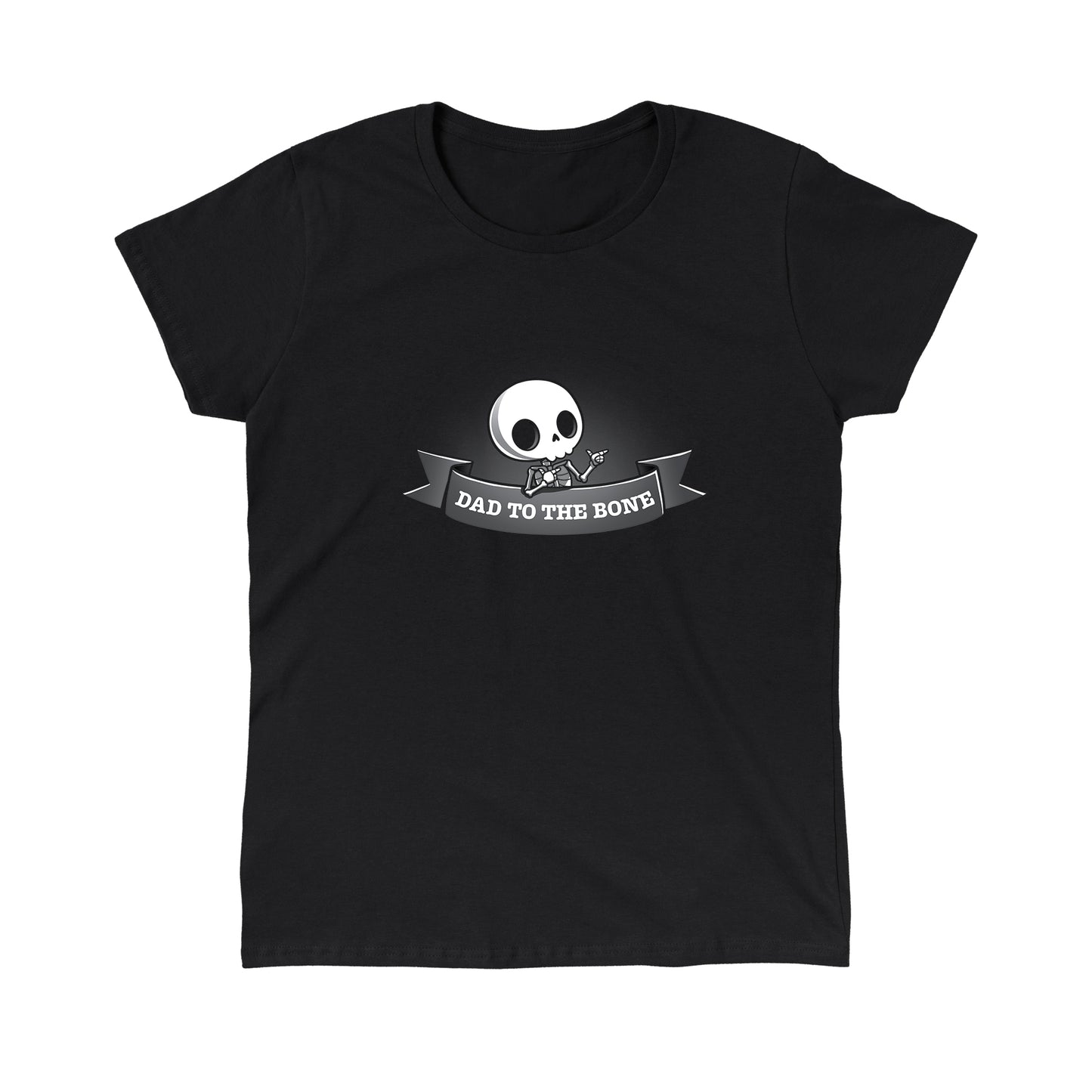 Classic Cotton T-shirt_TeeTurtle black Dad to the Bone featuring a skeleton making finger guns.