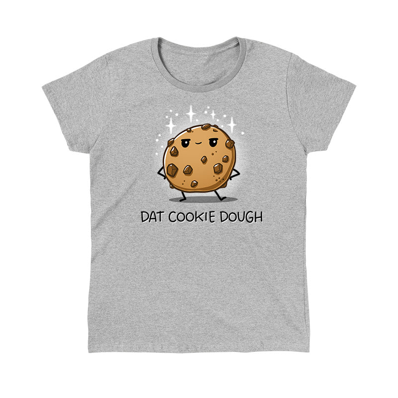 Classic Cotton T-shirt_TeeTurtle heather gray Dat Cookie Dough t-shirt featuring a cookie with a sassy expression and stick-figure hands on its hips.