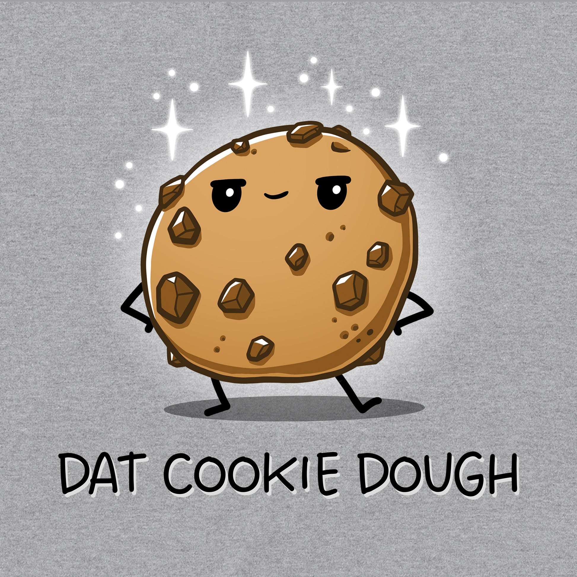 Pullover Hoodie_TeeTurtle heather gray Dat Cookie Dough t-hoodie featuring a cookie with a sassy expression and stick-figure hands on its hips.