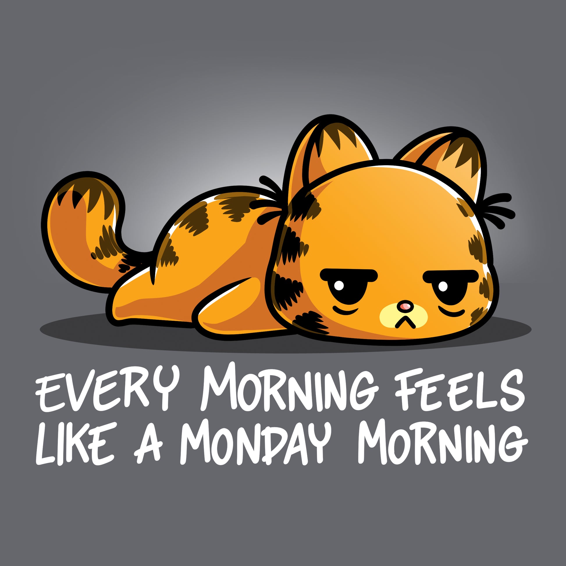 Classic Cotton T-shirt_TeeTurtle charcoal gray Every Morning Feels Like A Monday Morning apparel featuring a tired Garfield lying down.