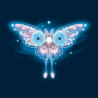 Classic Cotton T-shirt_TeeTurtle Floral Moth navy blue t-shirt featuring a moth with blue and pink floral patterns on its wings.