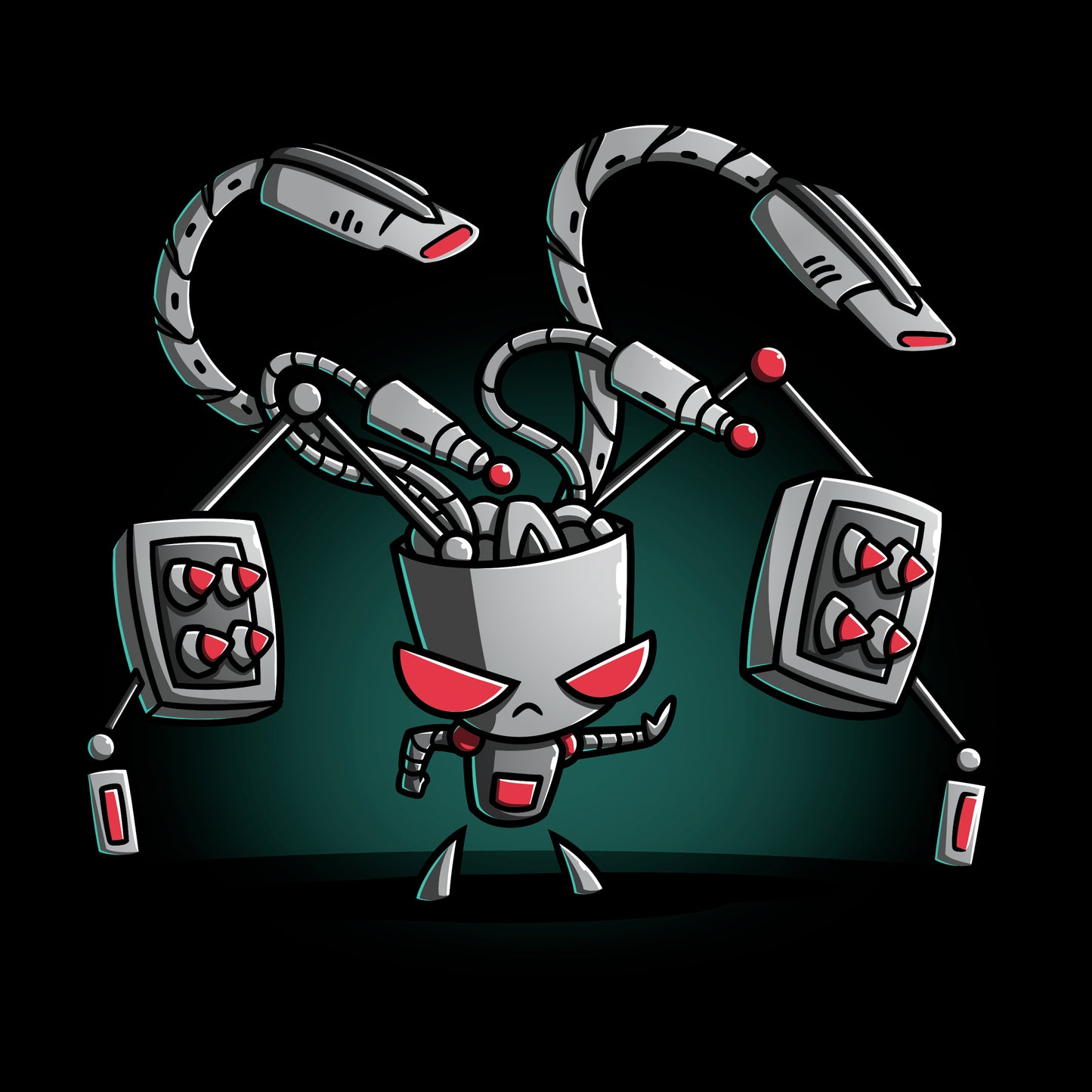 Crew Neck Sweatshirt_TeeTurtle black Gir (Duty-Mode) apparel featuring Gir with an array of weapons drawn.