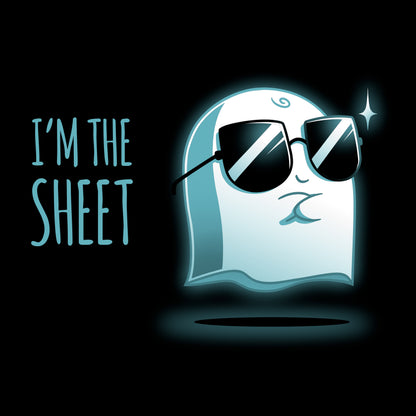 Classic Cotton T-shirt_Teeturtle I'm the Sheet black t-shirt featuring a smug-looking ghost wearing sunglasses, arms crossed over its chest with 'I'm the Sheet' written next to it.