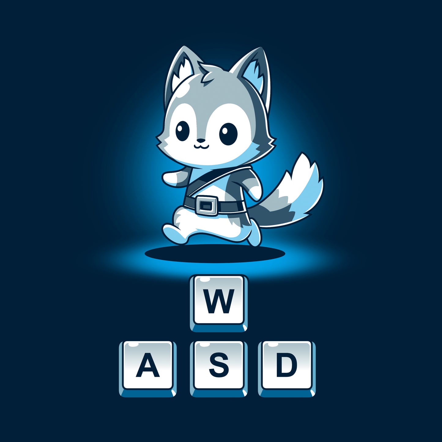 Classic Cotton T-shirt_TeeTurtle Keys to Adventure navy blue t-shirt featuring a fox character above game controls.