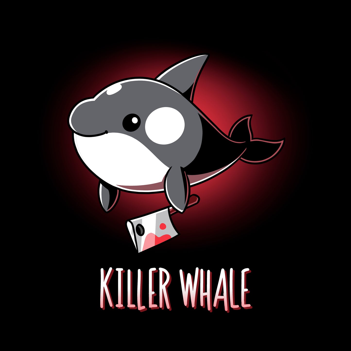 Classic Cotton T-shirt_TeeTurtle Killer Whale black t-shirt featuring an orca whale holding a bloody knife in its flipper.