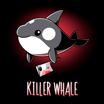 Classic Cotton T-shirt_TeeTurtle Killer Whale black t-shirt featuring an orca whale holding a bloody knife in its flipper.