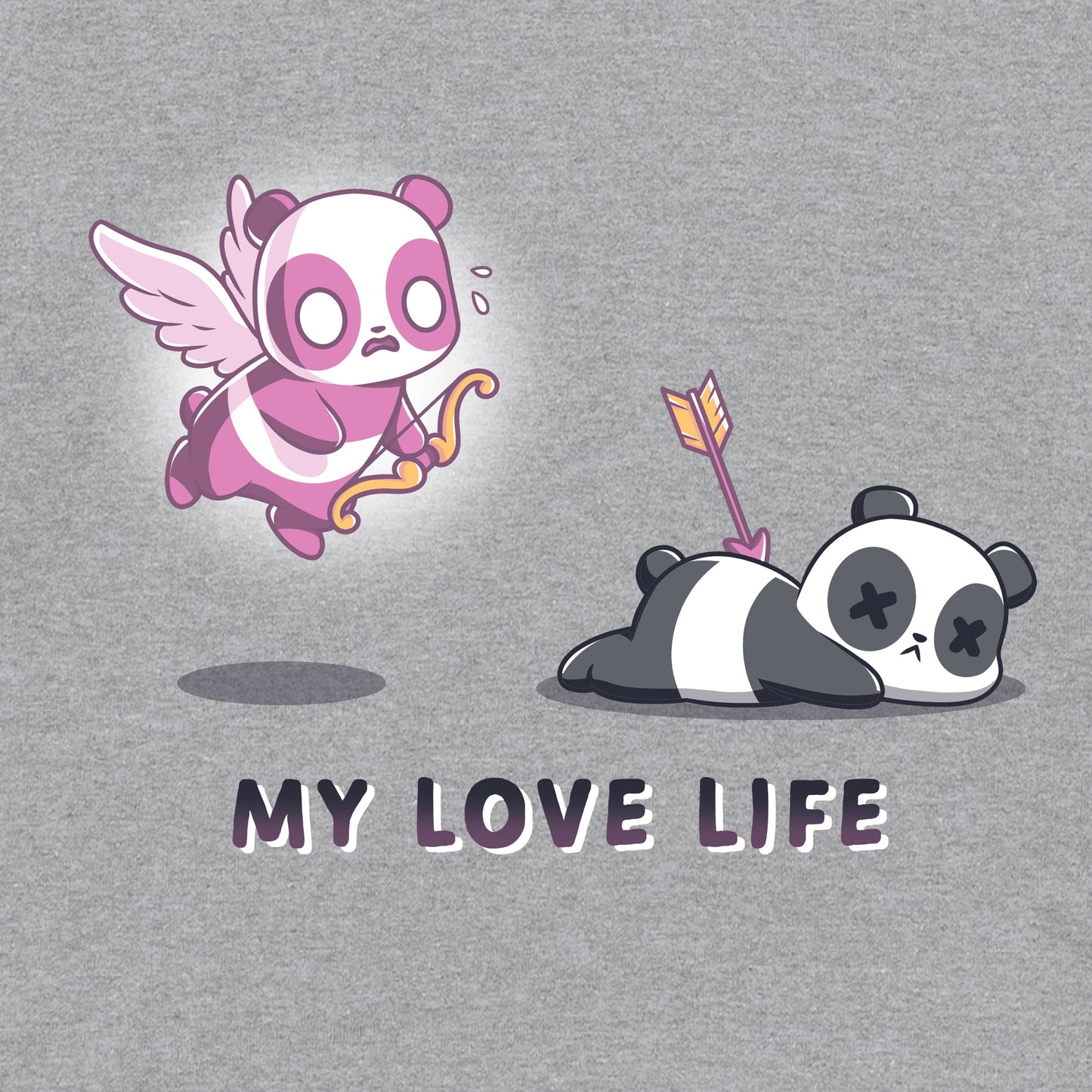 Pullover Hoodie_TeeTurtle My Love Life sport gray design featuring Valentine's Day pandas.