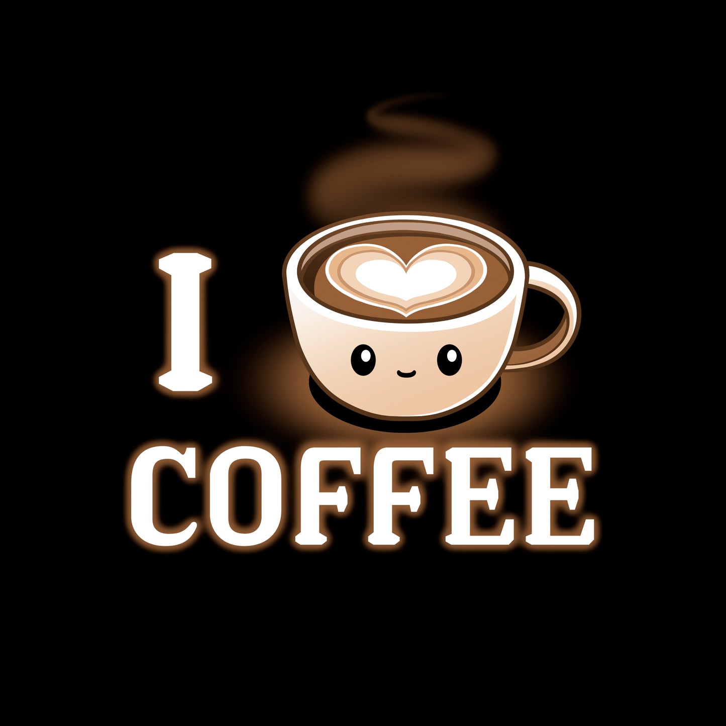 Classic Cotton T-shirt_TeeTurtle I <3 Coffee black t-shirt featuring a coffee cup with a smiling face and a heart-shaped design in the foam, accompanied by the text "I <3 Coffee."