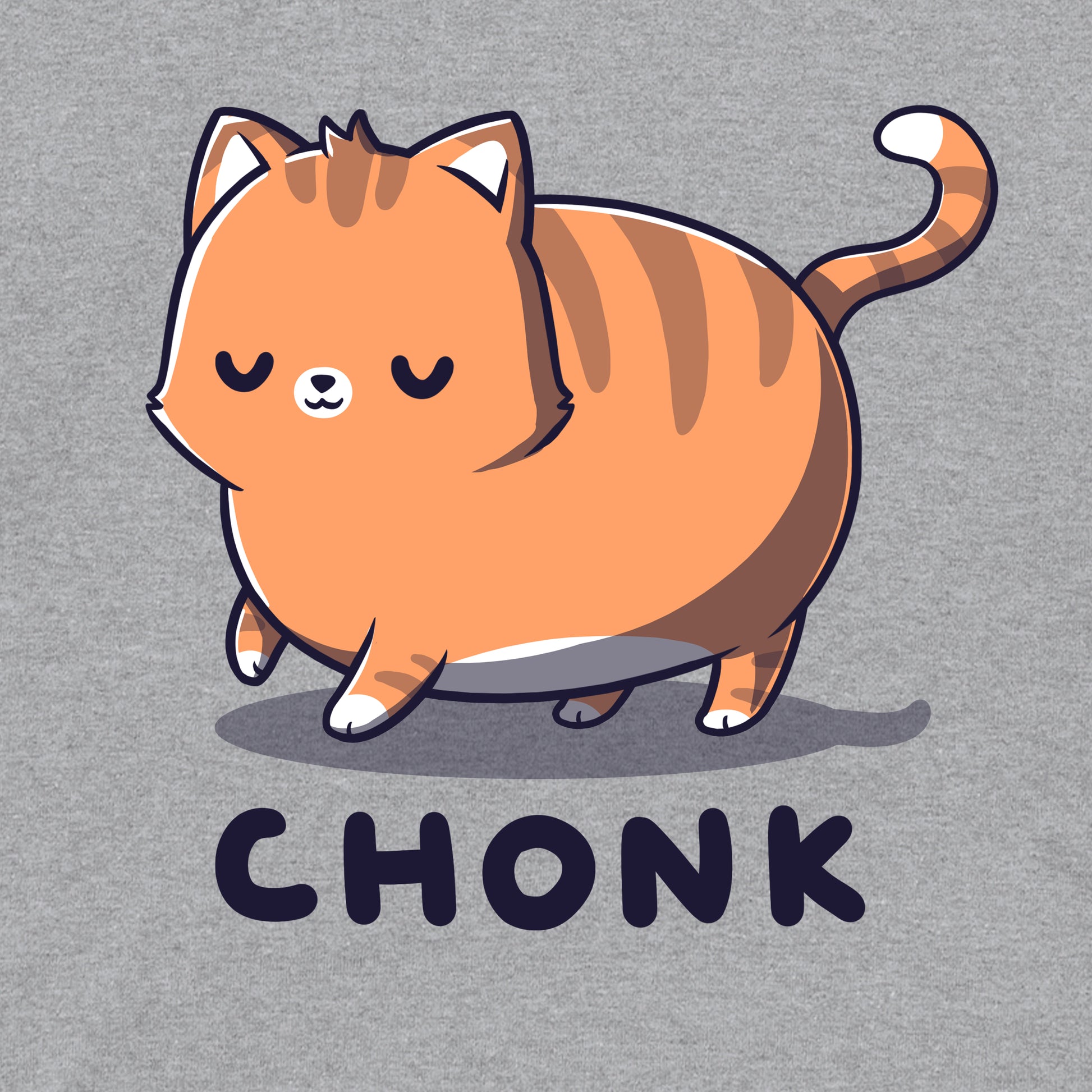 Classic Cotton T-shirt_TeeTurtle Chonk heather gray t-shirt featuring a large round cat being cute with its eyes closed.