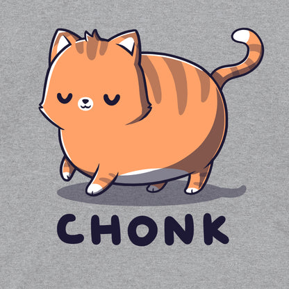 Classic Cotton T-shirt_TeeTurtle Chonk heather gray t-shirt featuring a large round cat being cute with its eyes closed.