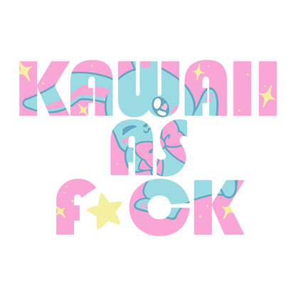 Classic Cotton T-shirt_TeeTurtle Kawaii As F*ck white t-shirt featuring Text in pastel colors reads "Kawaii as F*ck,".