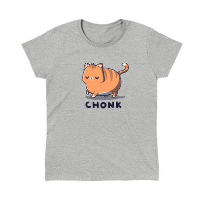 Classic Cotton T-shirt_TeeTurtle Chonk heather gray t-shirt featuring a large round cat being cute with its eyes closed.