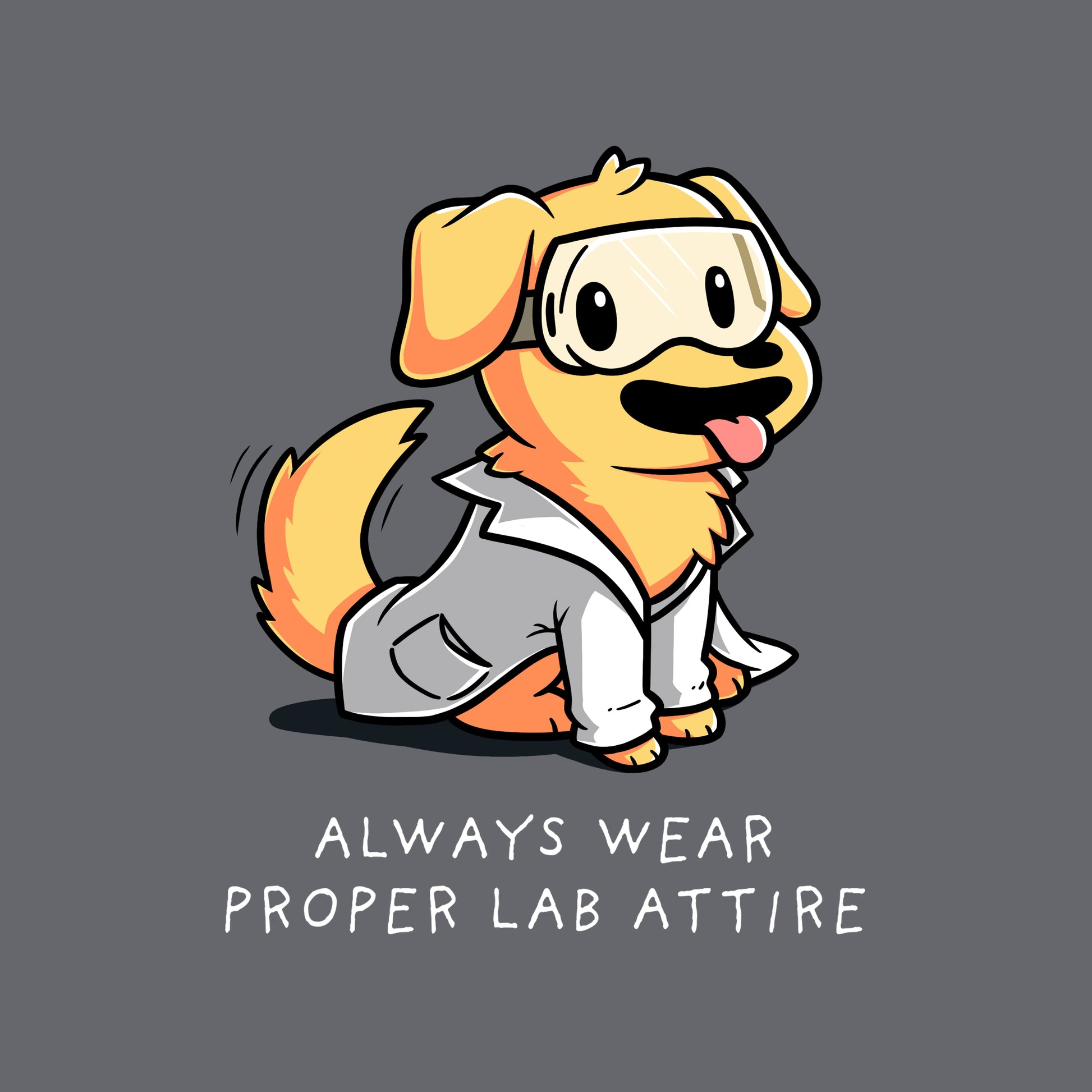 Classic Cotton T-shirt_TeeTurtle Lab Attire charcoal t-shirt featuring a dog wearing a lab coat.