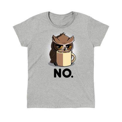 Classic Cotton T-shirt_TeeTurtle Night Owl heather gray t-shirt featuring a grumpy owl holding onto a mug of coffee.