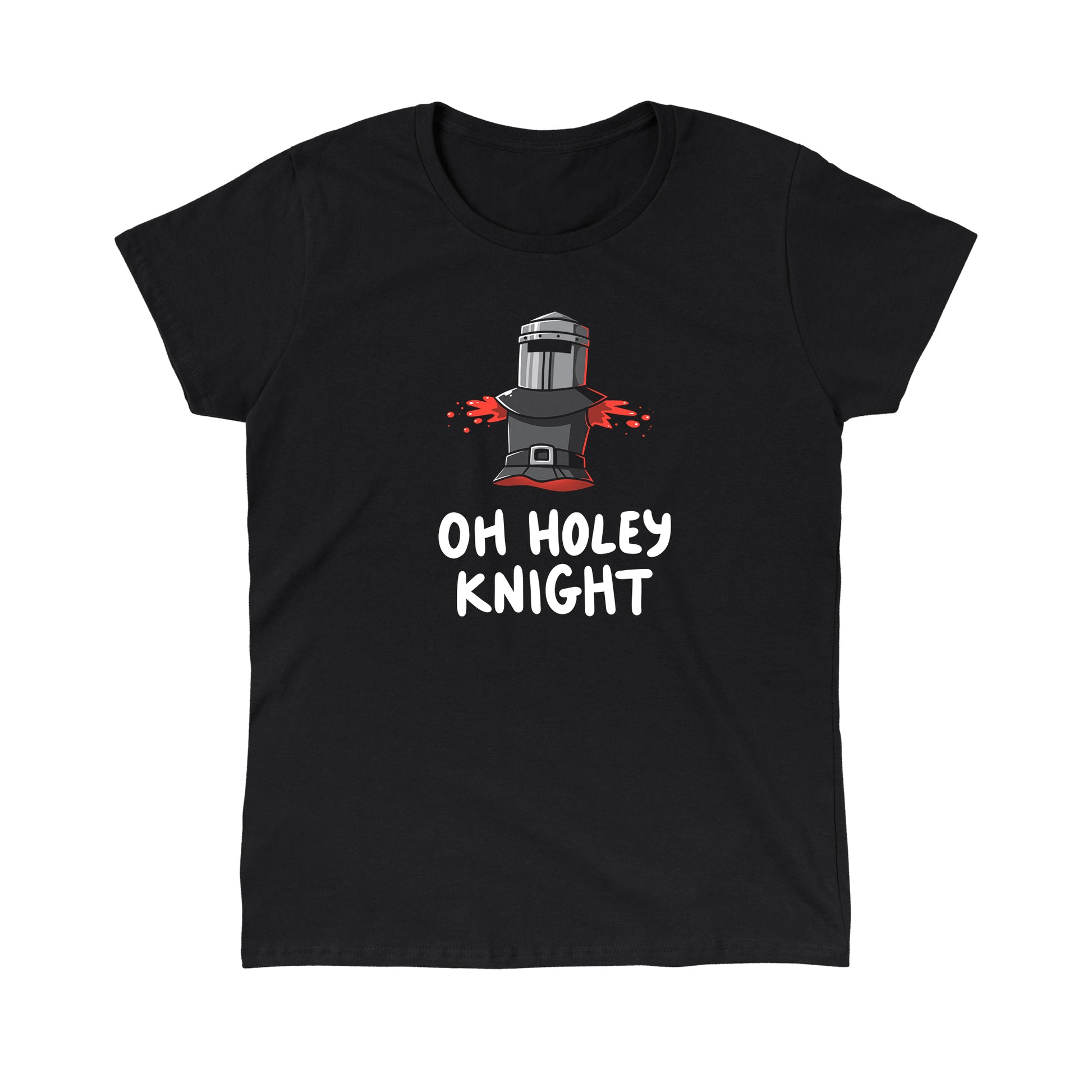 Classic Cotton T-shirt_TeeTurtle Oh Holey Knight black t-shirt featuring a pun of a knight’s armor that has missing arms