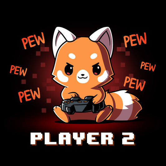 Cartoon of a cute orange fox holding a game controller with 