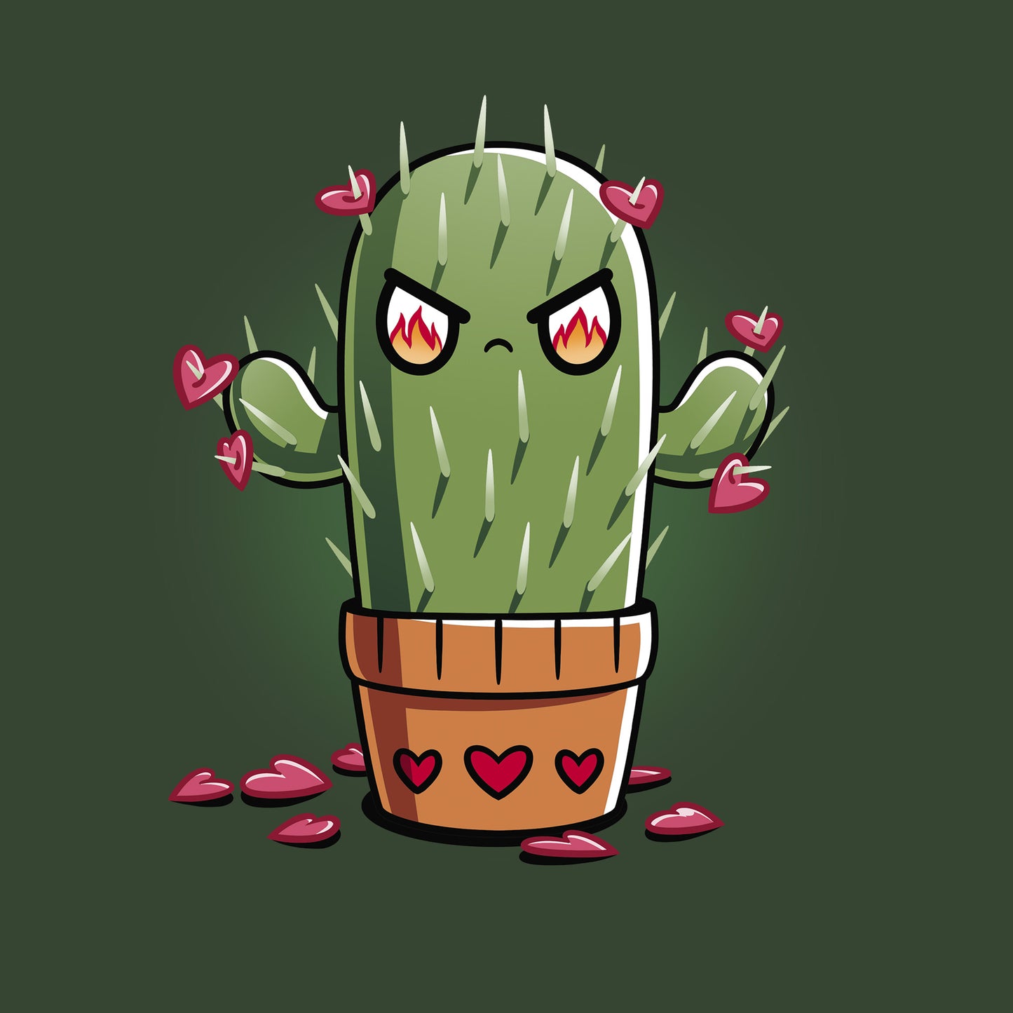 Classic Cotton T-shirt_TeeTurtle forest green Prickly Heart t-shirt featuring an angry prickly cactus with heart-shaped flowers.