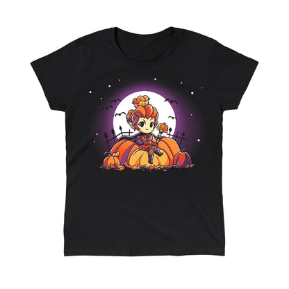 Classic Cotton T-shirt_TeeTurtle black Pumpkin Queen. Featuring a pumpkin queen sitting among giant pumpkins.