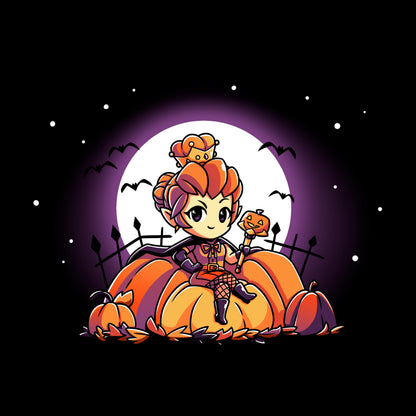 Classic Cotton T-shirt_TeeTurtle black Pumpkin Queen. Featuring a pumpkin queen sitting among giant pumpkins.