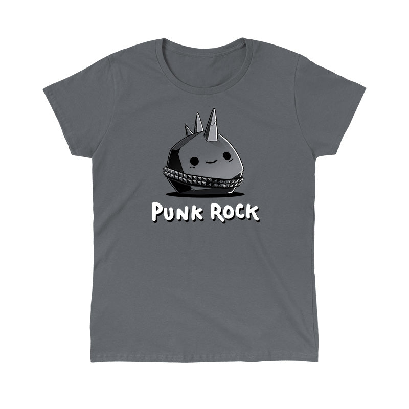 Classic Cotton T-shirt_TeeTurtle Punk Rock charcoal gray t-shirt featuring a rock with spikes and a studded belt.
