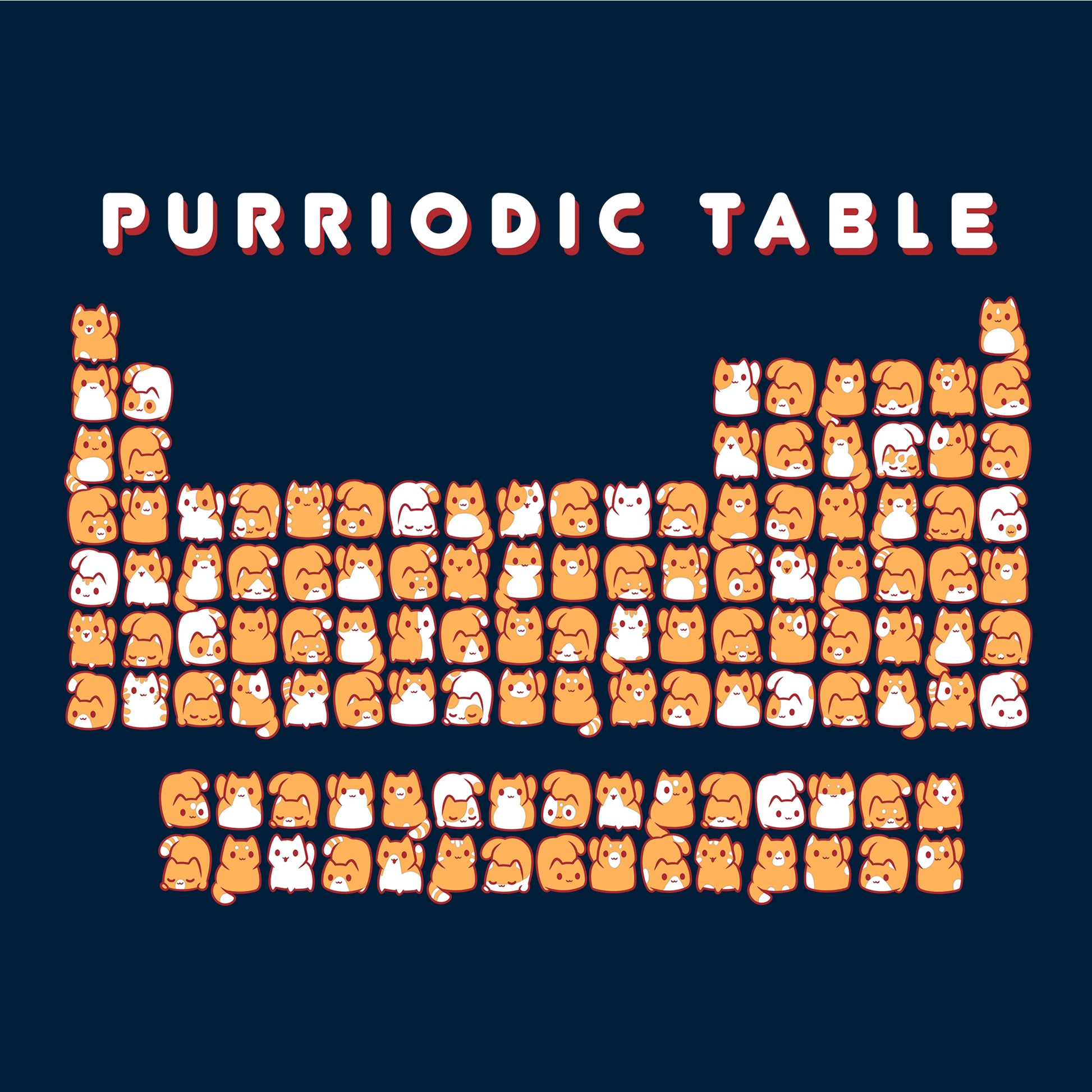 Pullover Hoodie_TeeTurtle Purriodic Table navy blue design featuring a periodic table chart with elements represented by cats.