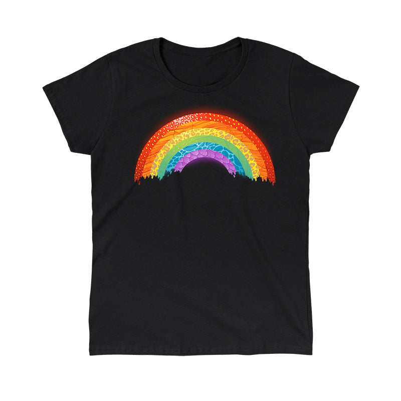 Classic Cotton T-shirt_TeeTurtle Radical Rainbow black t-shirt featuring a rainbow composed of different natural textures and animal prints.