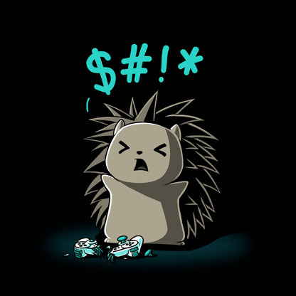 Classic Cotton T-shirt_TeeTurtle black Ragequit. Featuring an angry hedgehog with a broken video game controller.