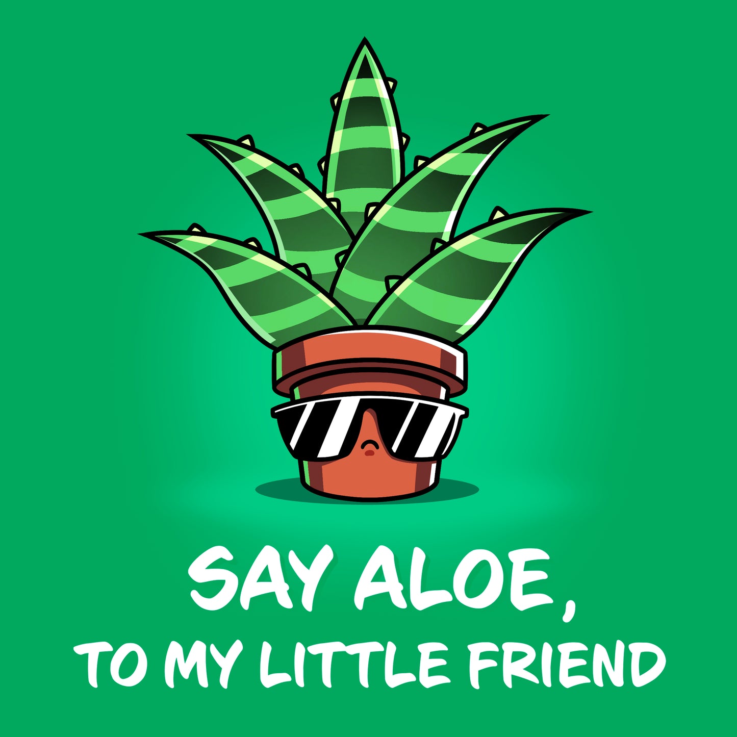 Classic Cotton T-shirt_TeeTurtle Say Aloe To My Little Friend Irish Green t-shirt featuring an aloe plant with sunglasses.