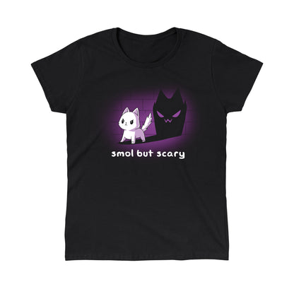 Classic Cotton T-shirt_TeeTurtle Smol but Scary black t-shirt featuring a fierce cat casting a spooky shadow