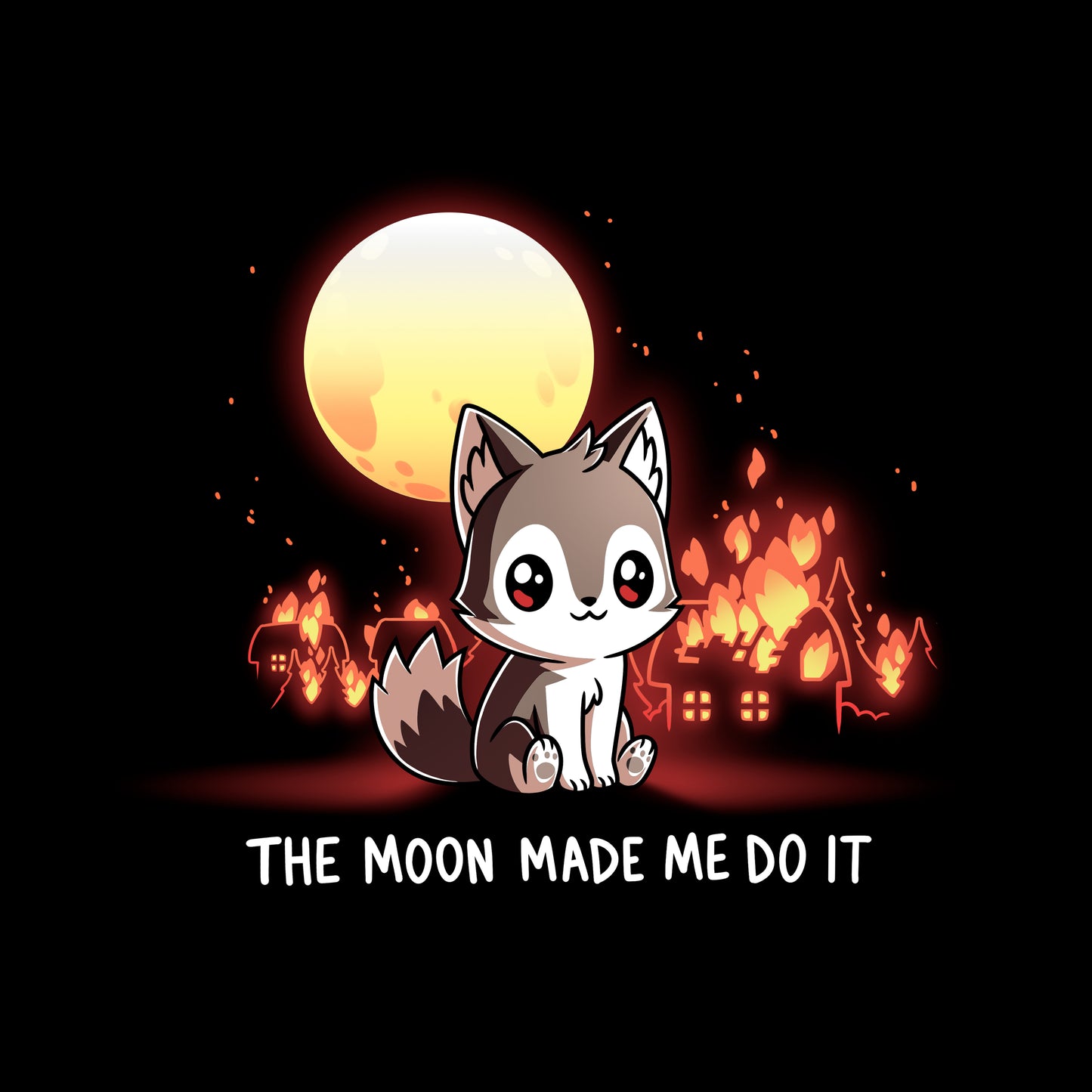 Classic Cotton T-shirt_TeeTurtle The Moon Made Me Do It black t-shirt featuring A wolf with a full moon.