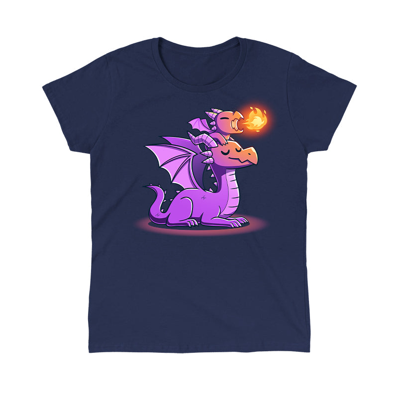 Classic Cotton T-shirt_TeeTurtle Tiny Protector navy blue t-shirt featuring a dragon with closed eyes sits calmly.
