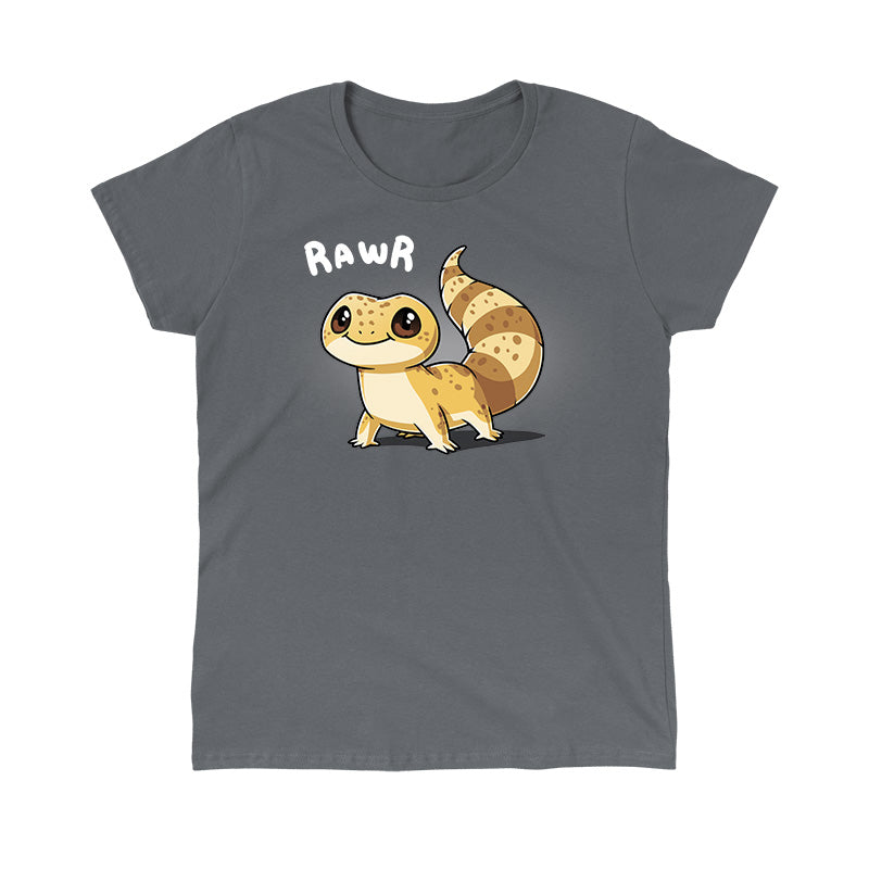 Classic Cotton T-shirt_TeeTurtle Tiny Dino charcoal grey t-shirt featuring a smiling gecko.