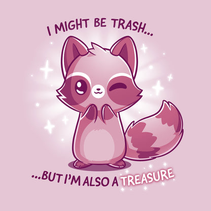 Classic Cotton T-shirt_TeeTurtle light pink Trash but Treasure t-shirt featuring a winking raccoon.