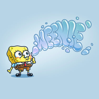 Classic Cotton T-shirt_TeeTurtle light blue Weenie apparel featuring SpongeBob SquarePants blowing bubbles that spell out, “Weenie“.