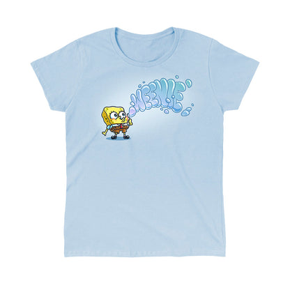Classic Cotton T-shirt_TeeTurtle light blue Weenie apparel featuring SpongeBob SquarePants blowing bubbles that spell out, “Weenie“.