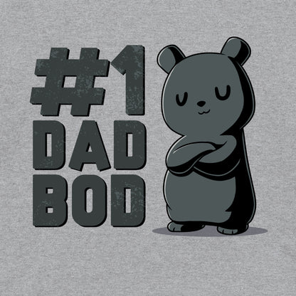 Pullover Hoodie_TeeTurtle heather gray #1 Dad Bod. Featuring a black bear with a dad bod.