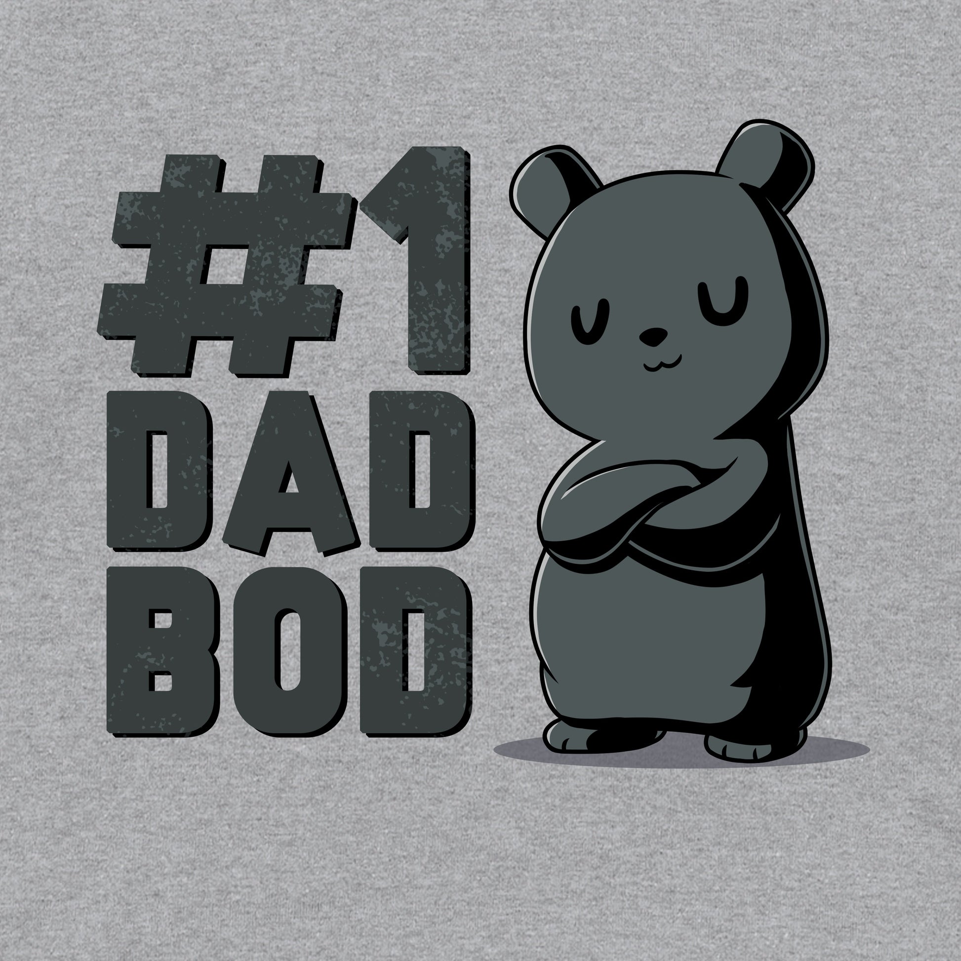 Crew Neck Sweatshirt_TeeTurtle heather gray #1 Dad Bod. Featuring a black bear with a dad bod.