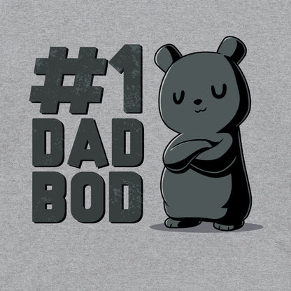 Classic Cotton T-shirt_TeeTurtle heather gray #1 Dad Bod. Featuring a black bear with a dad bod.