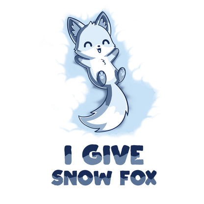 Classic Cotton T-shirt_TeeTurtle I Give Snow Fox white t-shirt featuring a fox lying on its back in the snow.