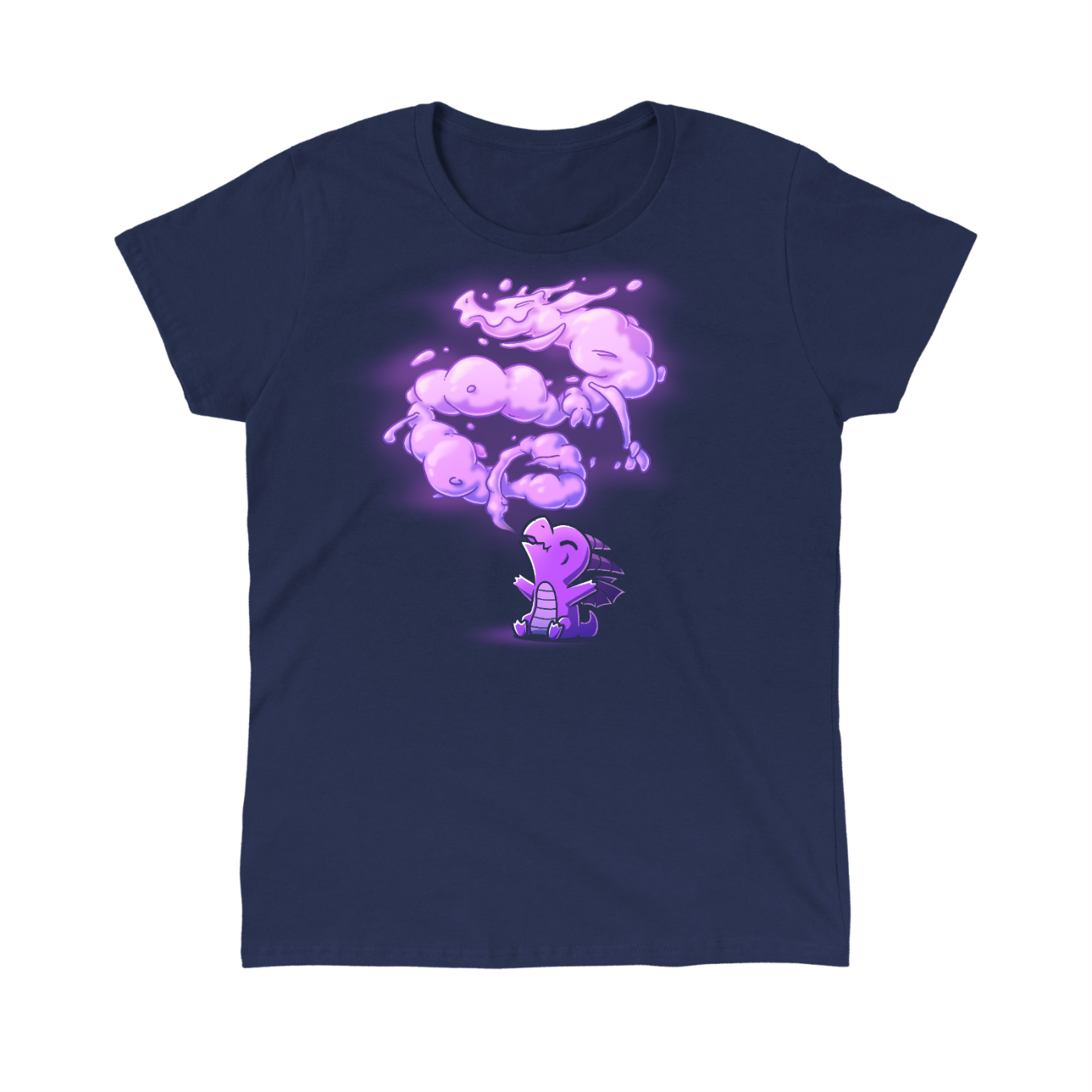 Classic Cotton T-shirt_TeeTurtle navy The Dragon Within Classic Cotton T-shirt featuring a purple baby dragon exhaling smoke that twists above them in the shape of a powerful adult dragon. 