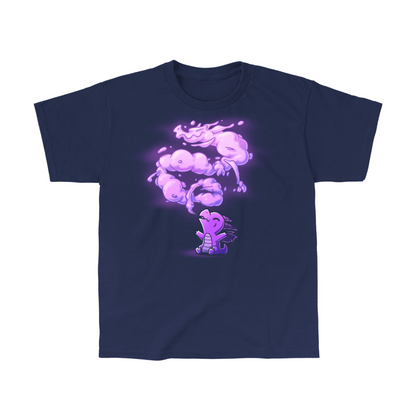 Classic Cotton T-shirt_TeeTurtle navy The Dragon Within Classic Cotton T-shirt featuring a purple baby dragon exhaling smoke that twists above them in the shape of a powerful adult dragon. 