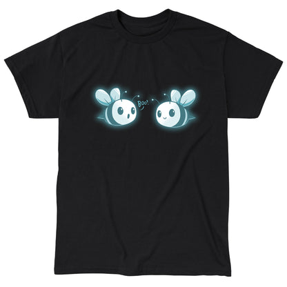 Classic Cotton T-shirt_TeeTurtle black Boo Bees. Featuring two ghost bees saying boo.