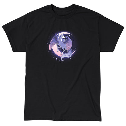 Classic Cotton T-shirt_TeeTurtle Celestial Winged Unicorn black t-shirt featuring a celestial winged unicorn with a crescent moon in the background.