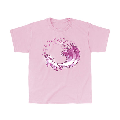 Classic Cotton T-shirt_TeeTurtle Cherry Blossom Kitsune light pink t-shirt featuring a magical pink kitsune with cherry blossom petals coming from the tails.