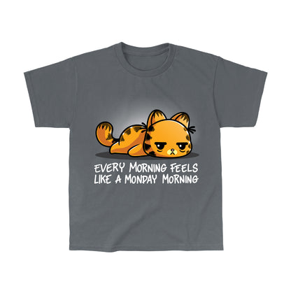 Classic Cotton T-shirt_TeeTurtle charcoal gray Every Morning Feels Like A Monday Morning apparel featuring a tired Garfield lying down.