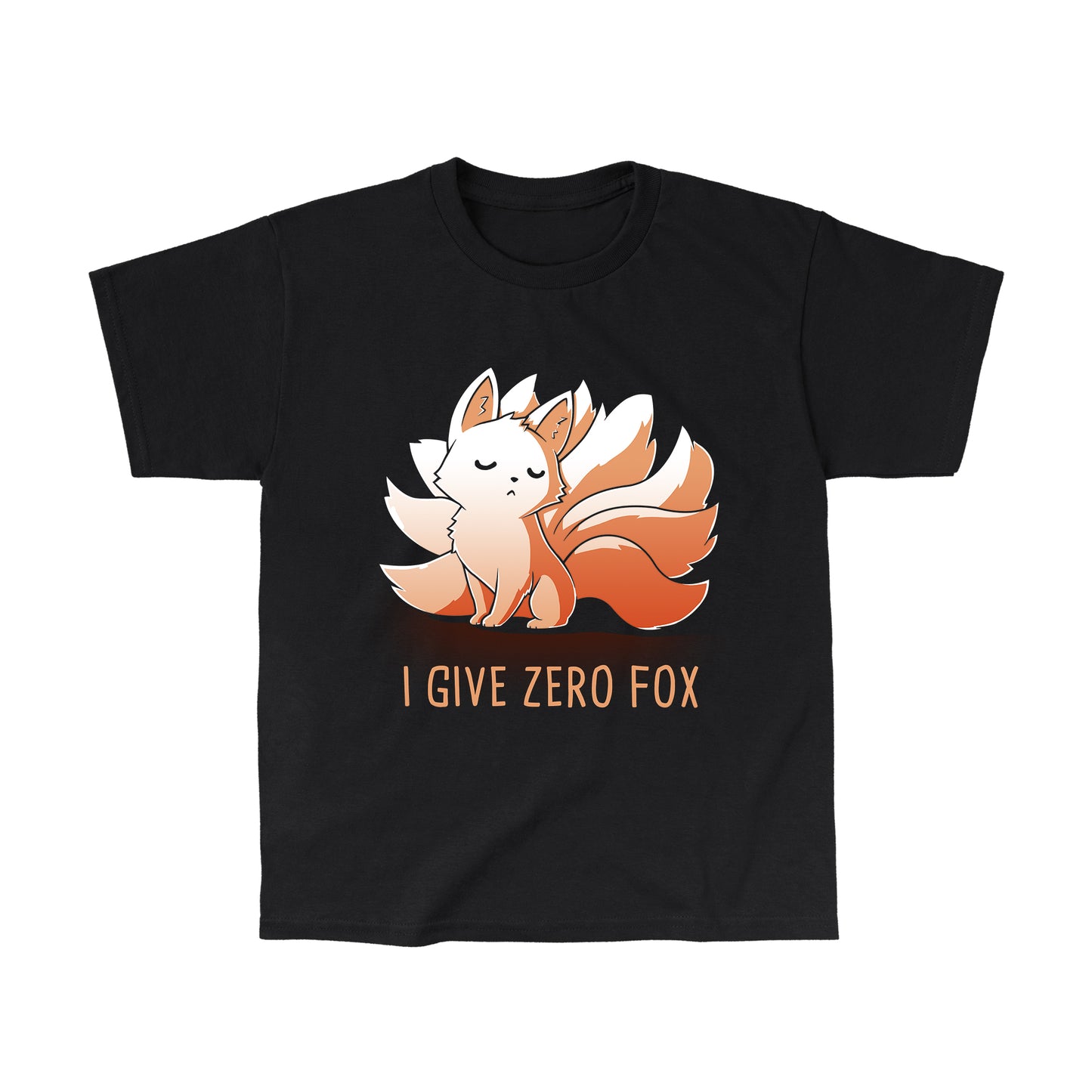 Classic Cotton T-shirt_TeeTurtle black I Give Zero Fox. Featuring a haughty kitsune.